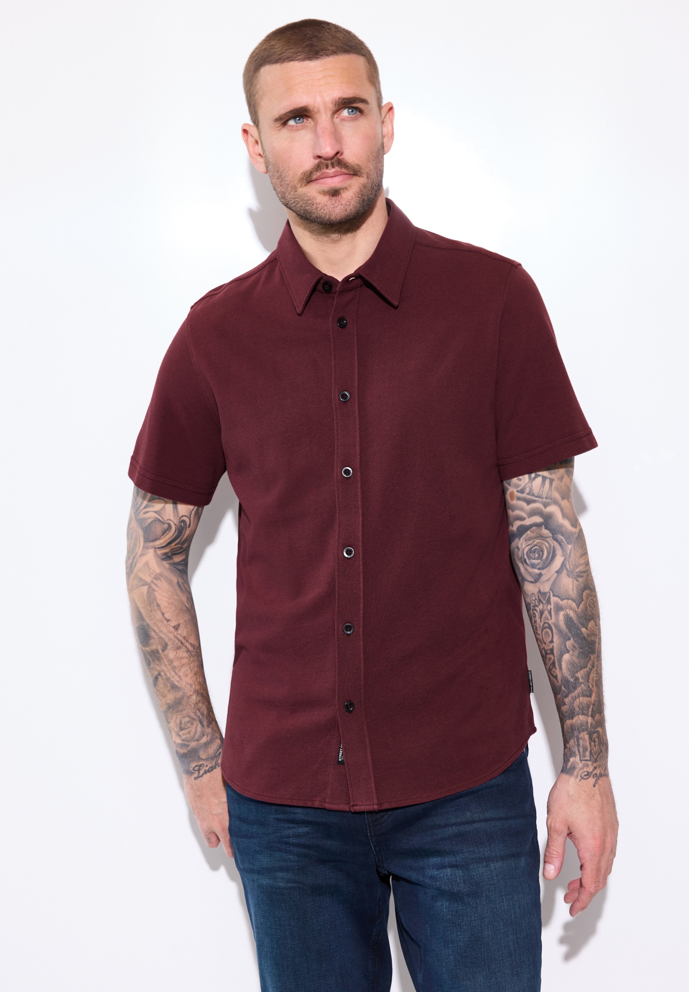 Street One MEN Comfort Fit Hemd in Rot: Vorderseite