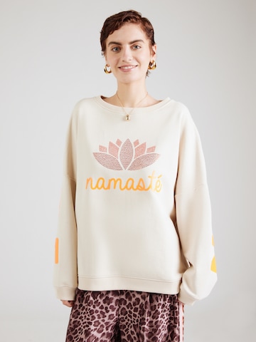miss goodlife Μπλούζα φούτερ 'Namaste' σε μπεζ: μπροστά