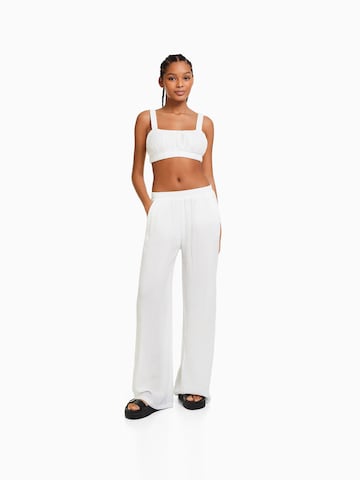 Wide Leg Pantalon Bershka en blanc