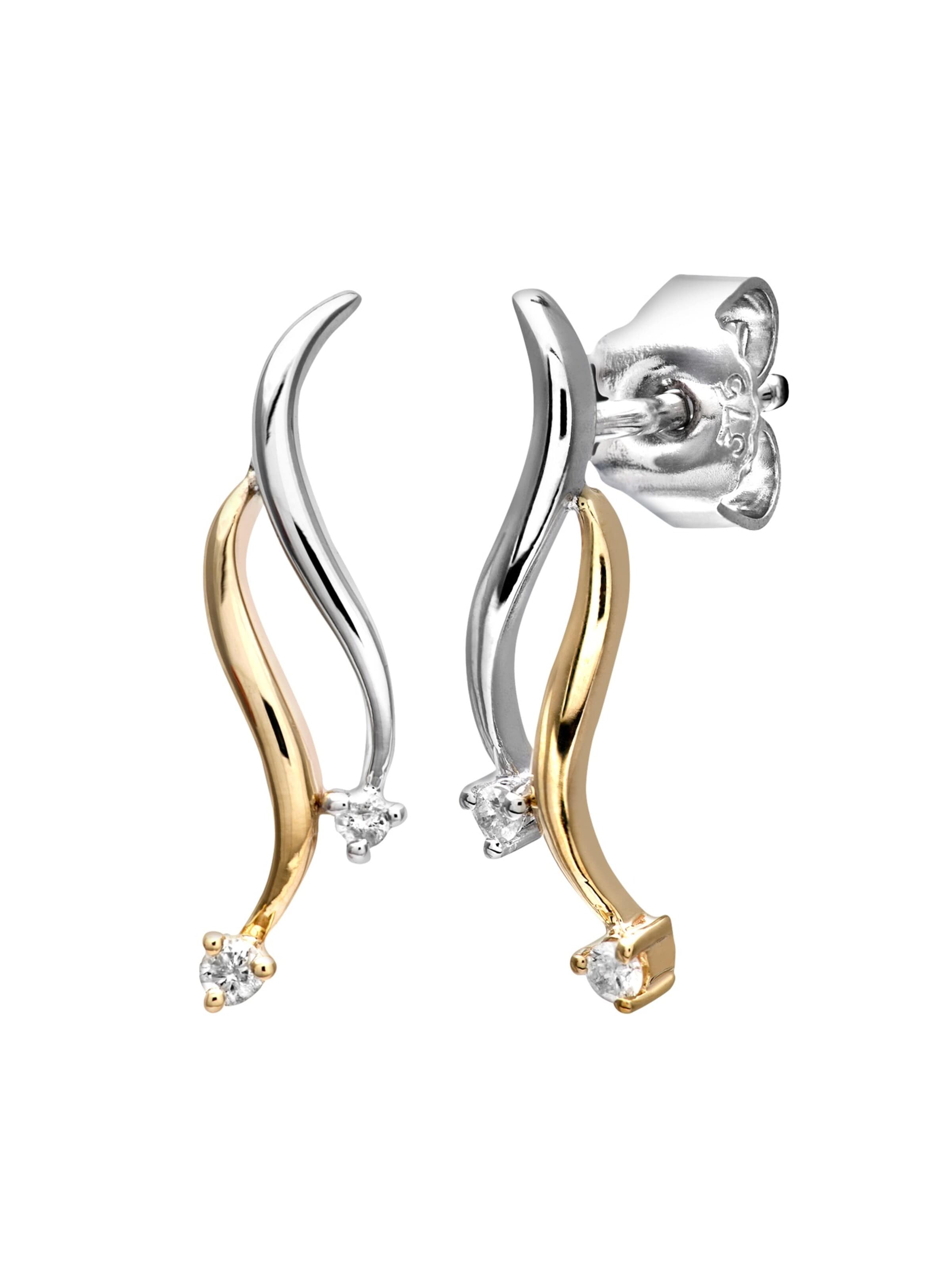 DIAMANT LETERNEL Earrings 'Ohrhänger aus 375 Gelbgold mit Diamant' in Mixed colors: front