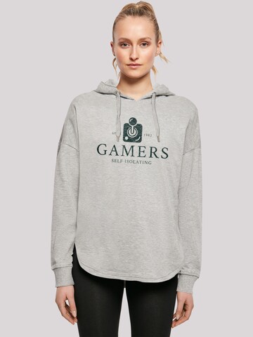 F4NT4STIC Sweatshirt 'Retro Gaming Gamers Self Isolating' in Grey: front