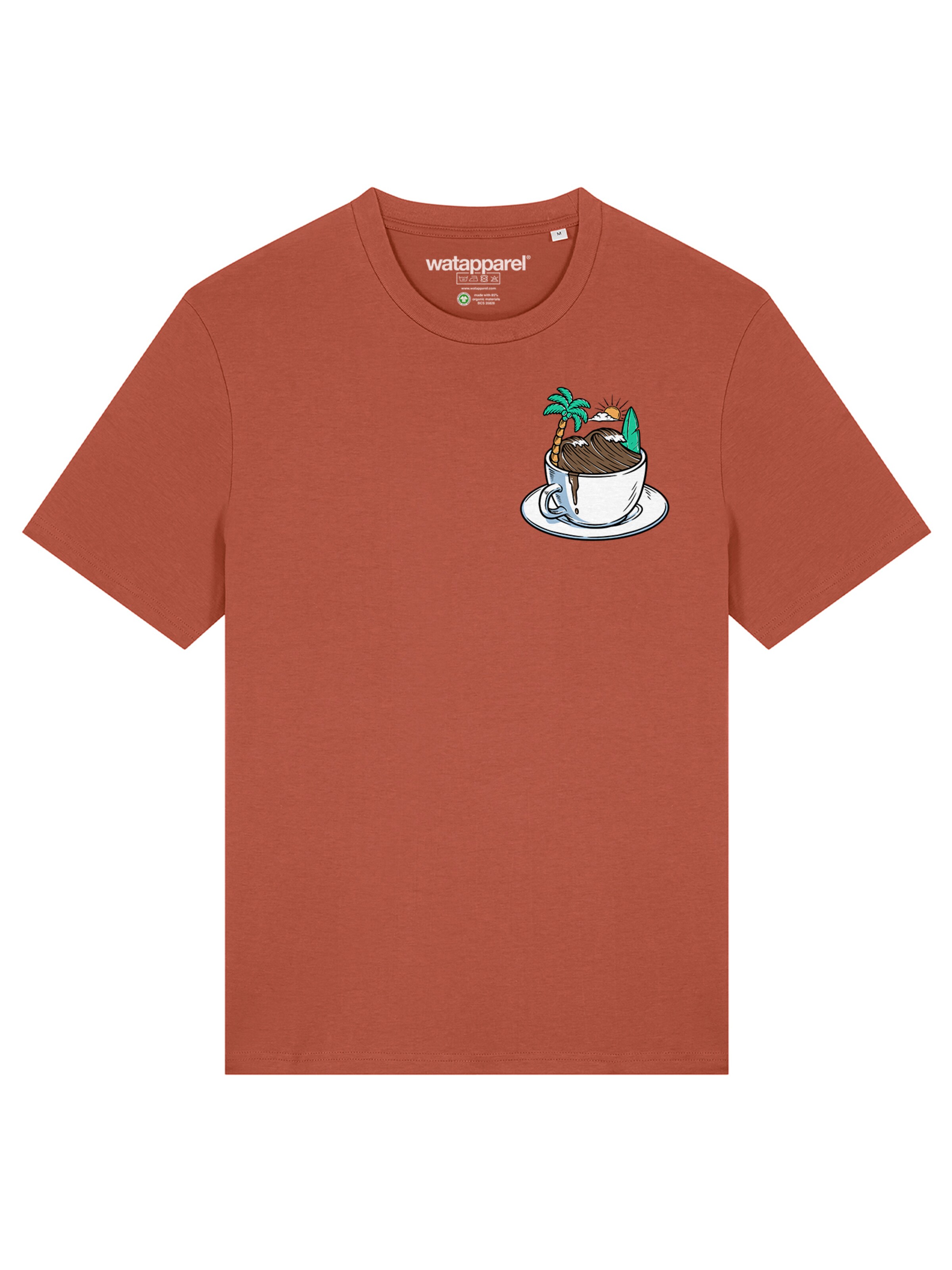 Watapparel Shirt 'Coffee Waves' in Bruin: voorkant