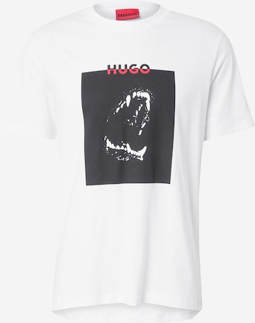 HUGO Μπλουζάκι 'Dobero' σε λευκό: μπροστά