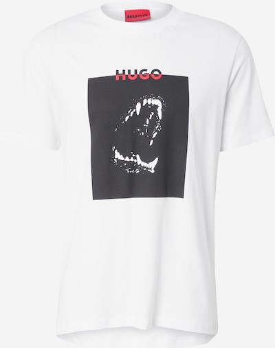HUGO Majica 'Dobero' u svijetlo crvena / crna / bijela, Pregled proizvoda