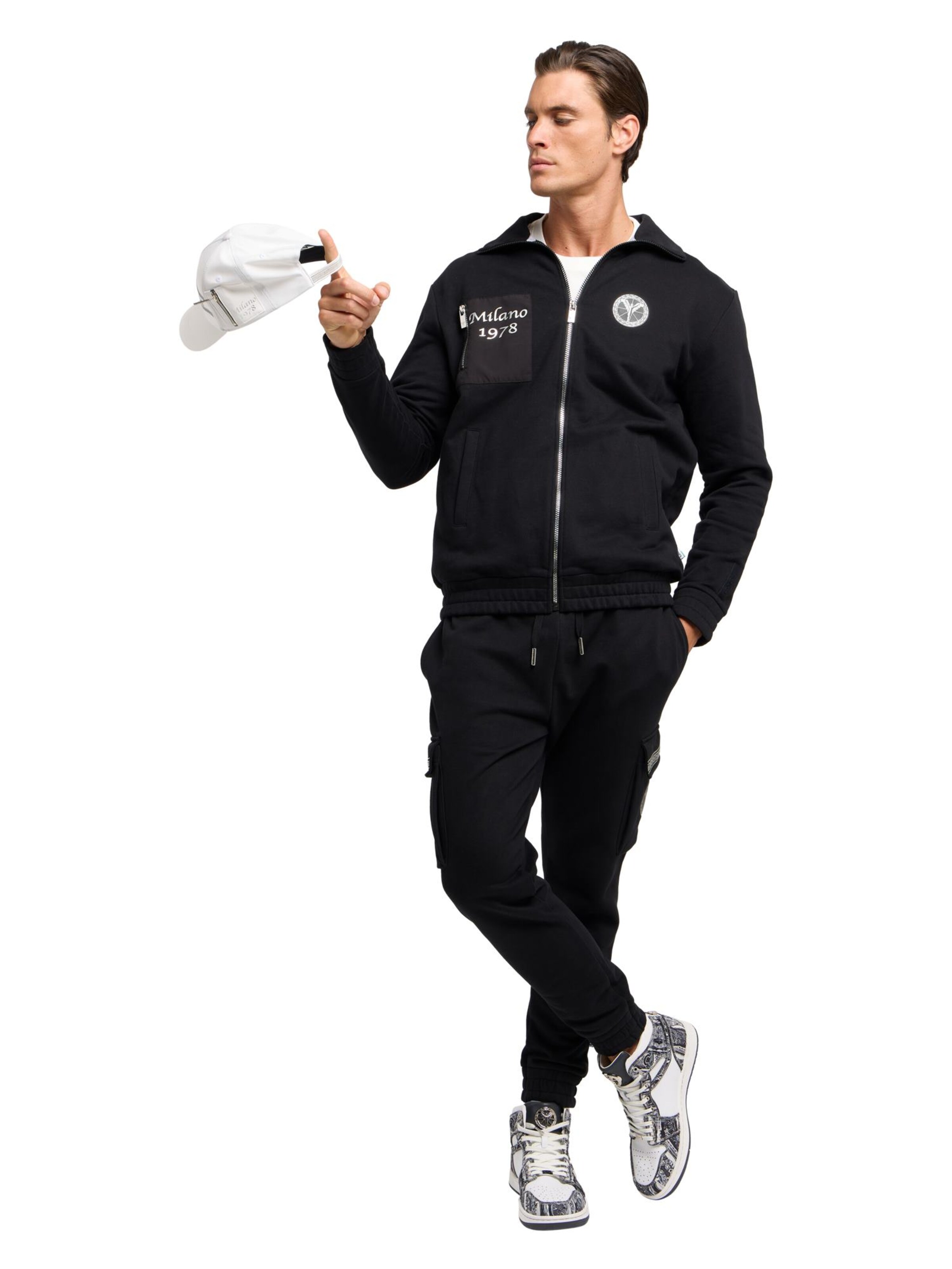 Carlo Colucci Sweatjacke ' Di Trocchio ' in Schwarz