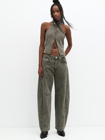Pull&Bear Zúžený Džíny – zelená