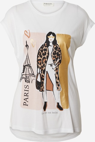 T-shirt Sublevel en blanc : devant