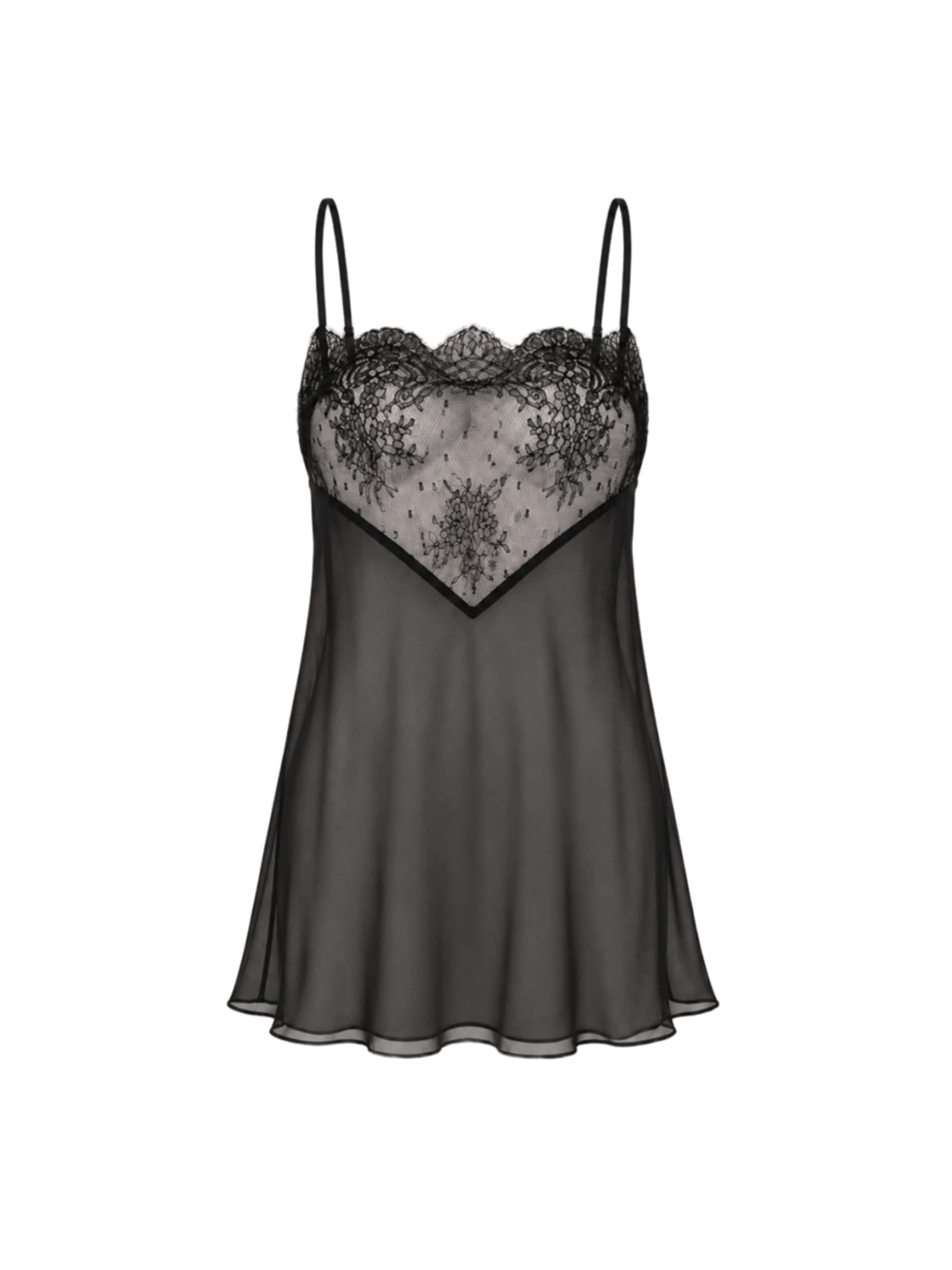 Muse Allure Yöpaita 'Nocturne Chemise' värissä musta: etupuoli