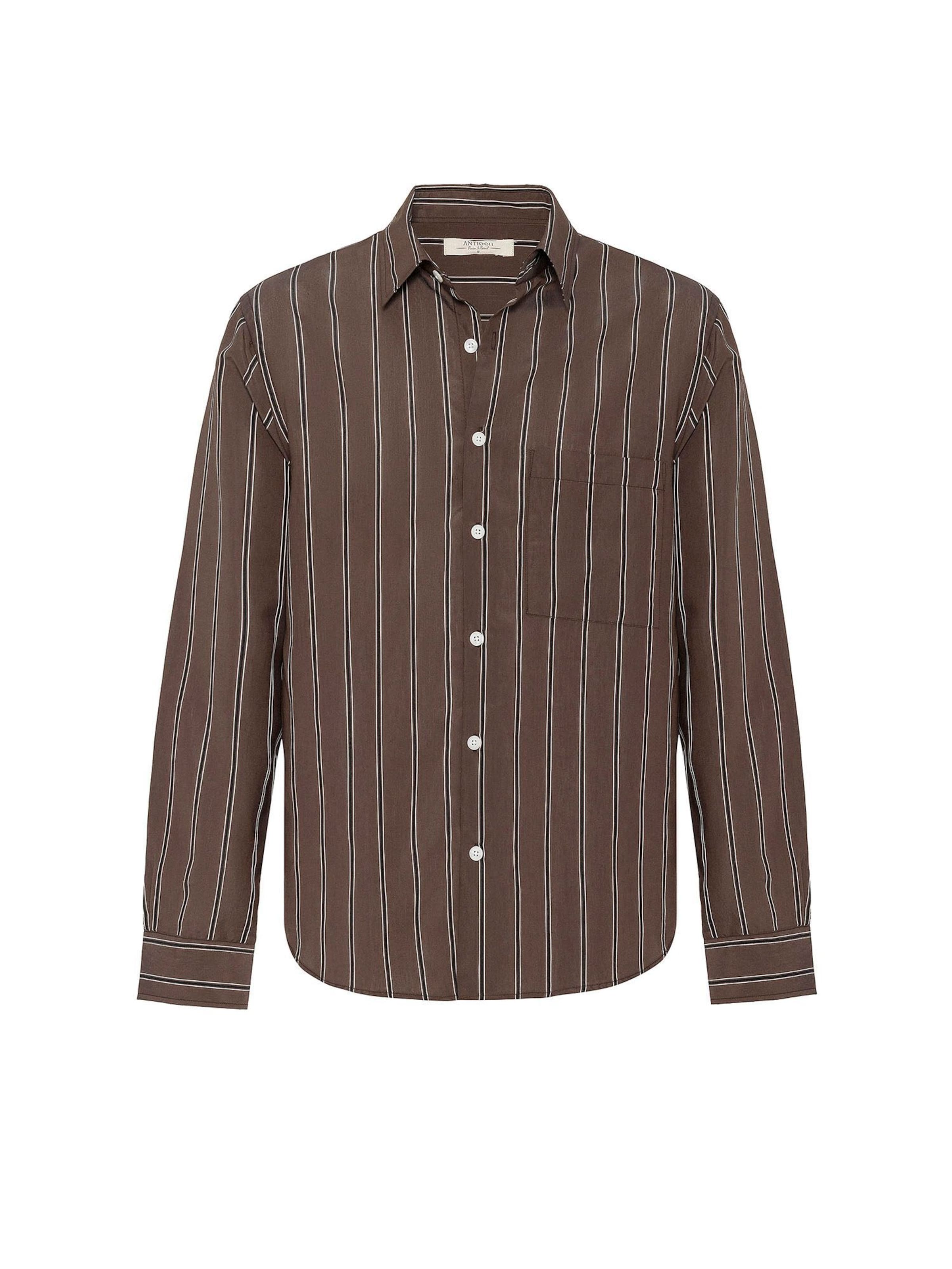 Antioch Regular fit Риза в кафяво: отпред