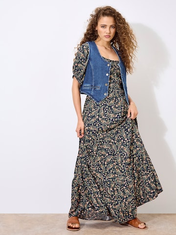 Apricot Floral Paisley Milkmaid Maxi Dress ' ' in Blau
