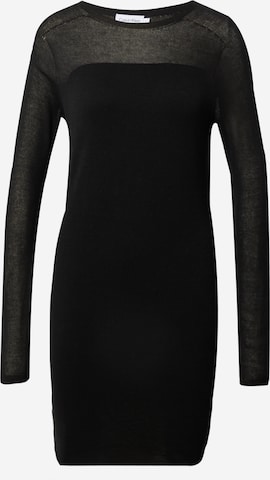 melns Calvin Klein Adīta kleita: no priekšpuses