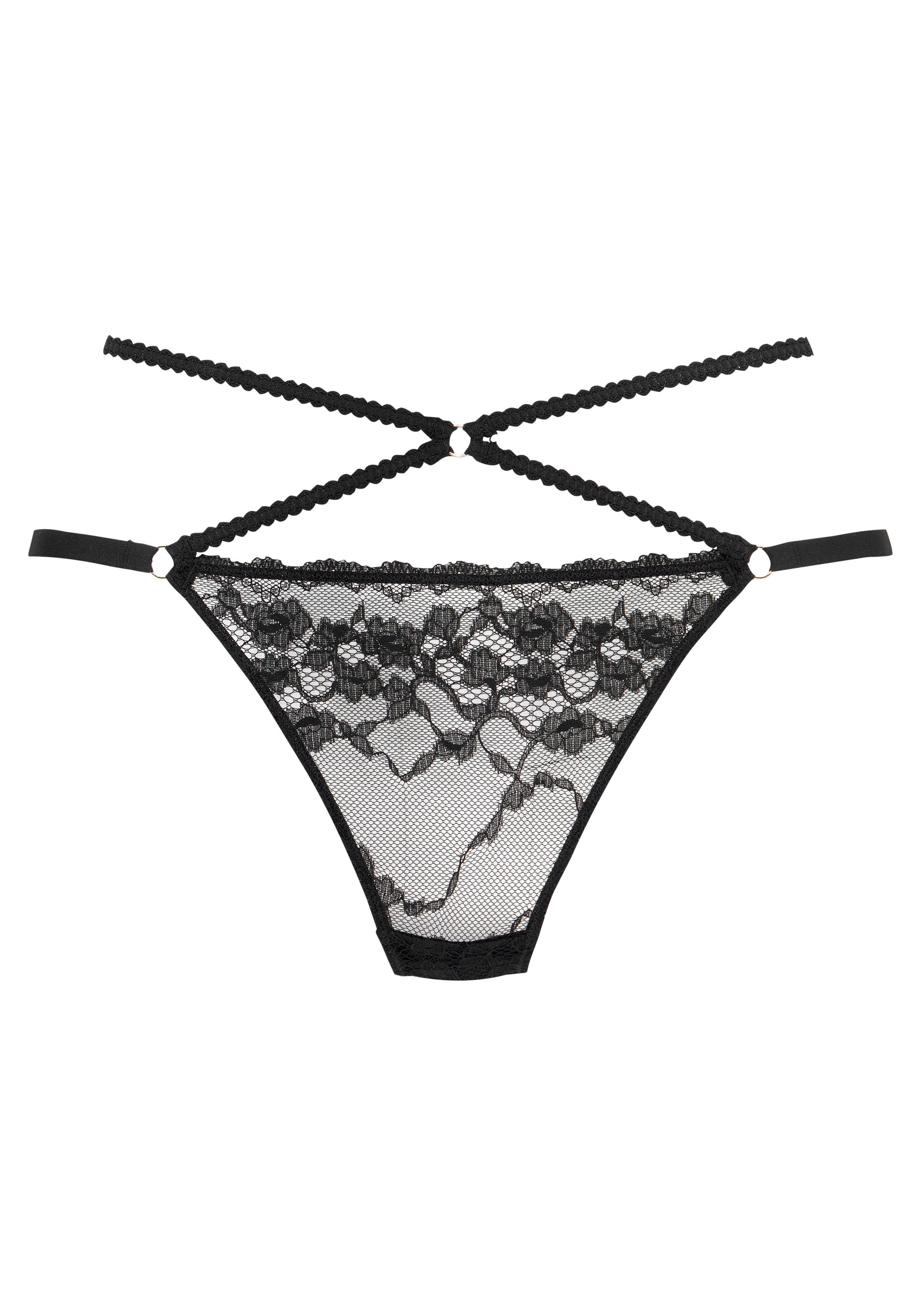 PETITE FLEUR GOLD - Tanga en negro: frente