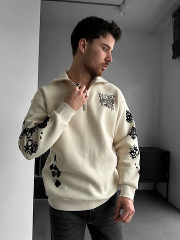 Felpa 'Oversize Half-Zip Graphic Sweatshirt - Beige' di Kleidermafia in beige