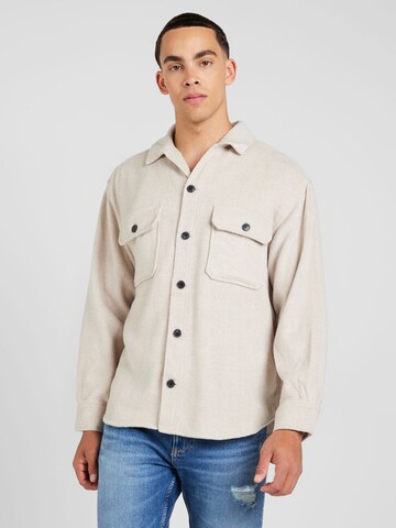 JACK & JONES Comfort fit Overhemd 'JJEBRADLEY OLLIE' in Beige: voorkant