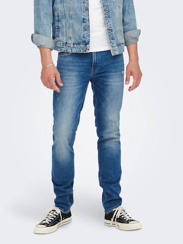 Regular Jeans 'Loom' de la Only & Sons pe albastru: față