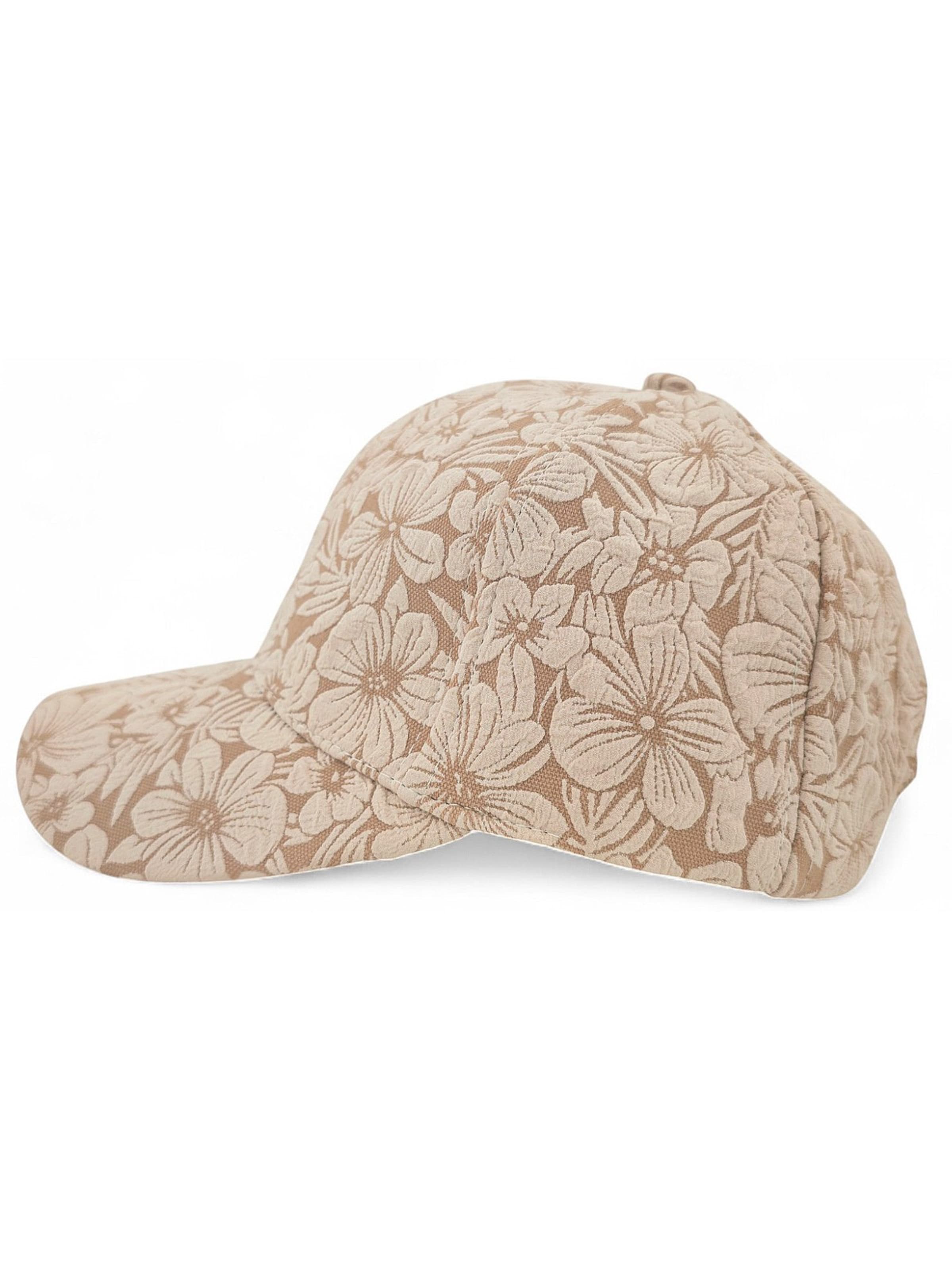 styleBREAKER Cap 'Basecap mit Blumen Muster Ton in Ton'‌‌‌‌ in Beige: Vorderseite