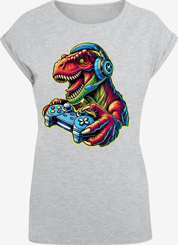 T-shirt 'Dinosaurier Gamer' F4NT4STIC en gris : devant