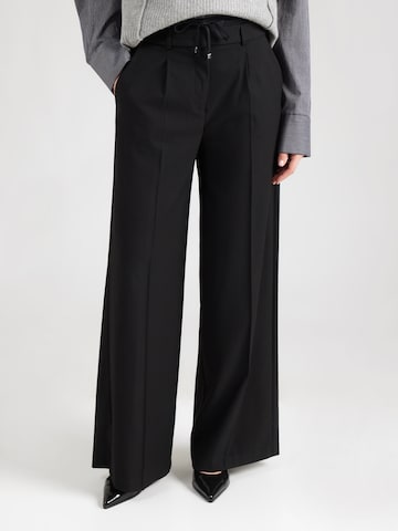 COMMA Wide leg Bandplooibroek in Zwart: voorkant