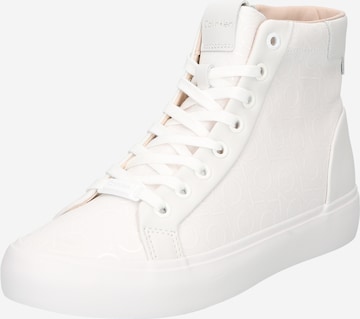 Calvin Klein - Zapatillas deportivas altas en blanco: frente