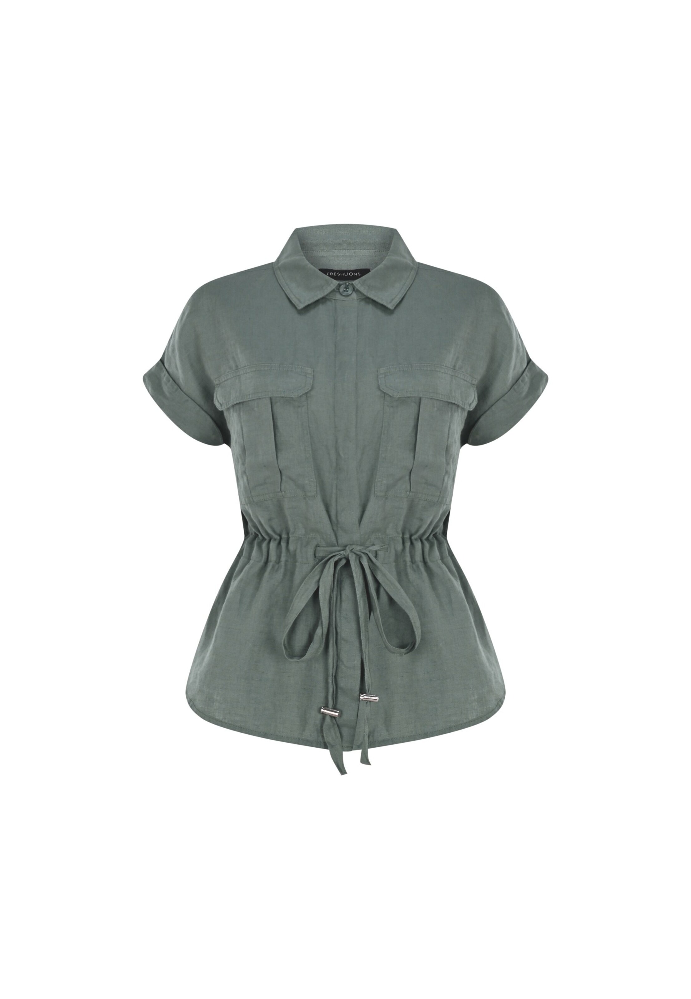 FRESHLIONS Kurzarmbluse 'Zoey' in Grün: Vorderseite