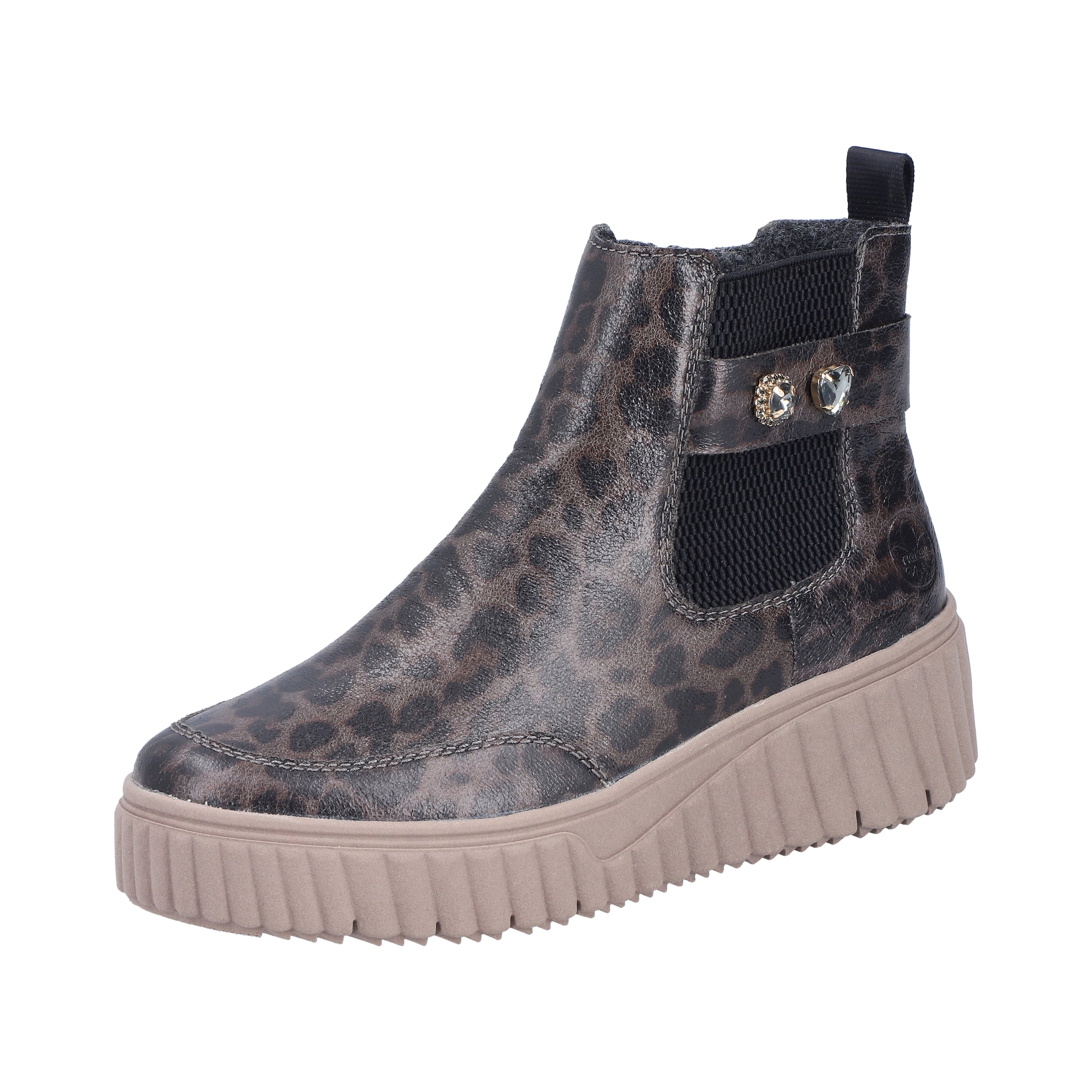 Rieker Bottines en taupe / noir, Vue avec produit