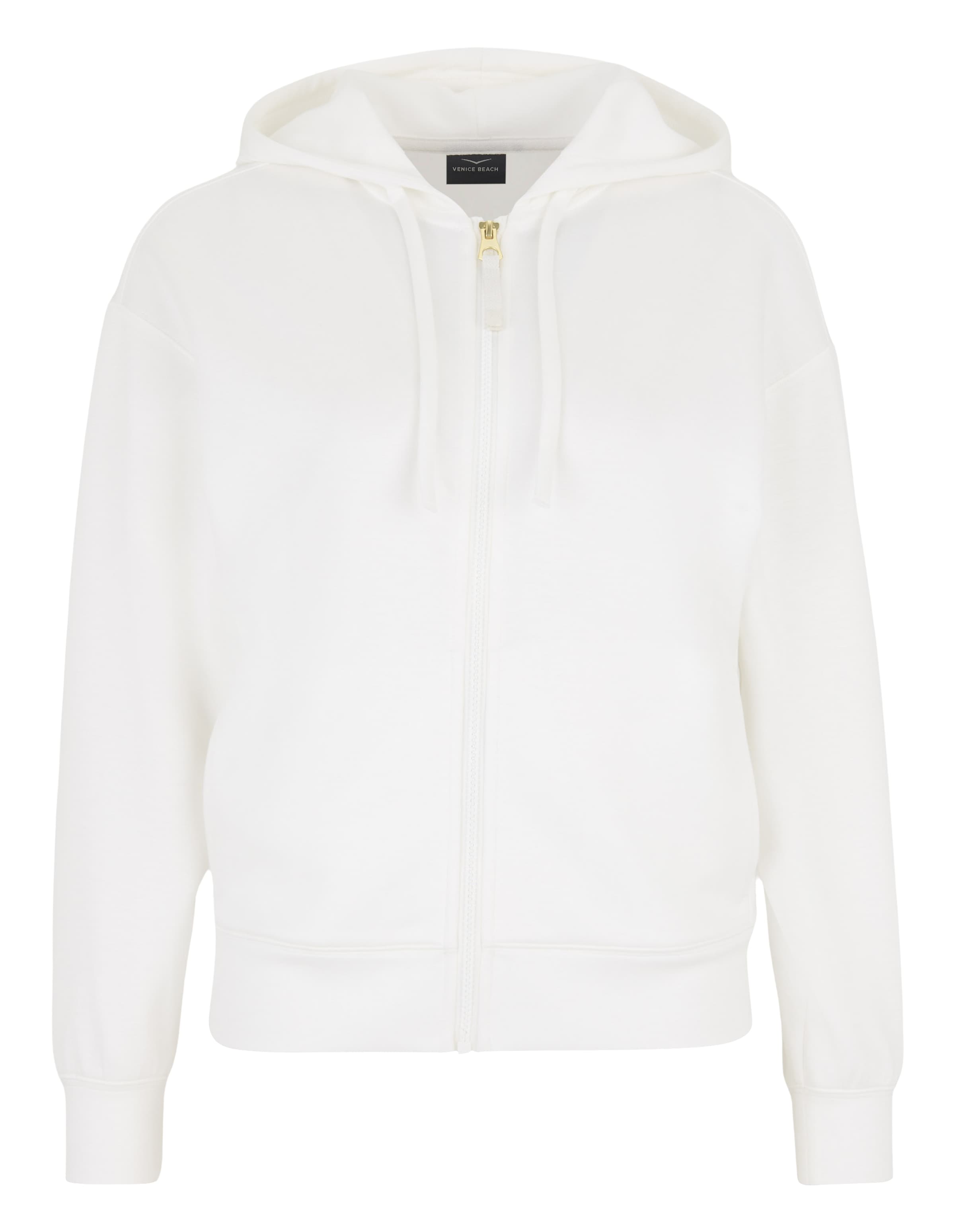 VENICE BEACH Zip-Up Hoodie in White: front