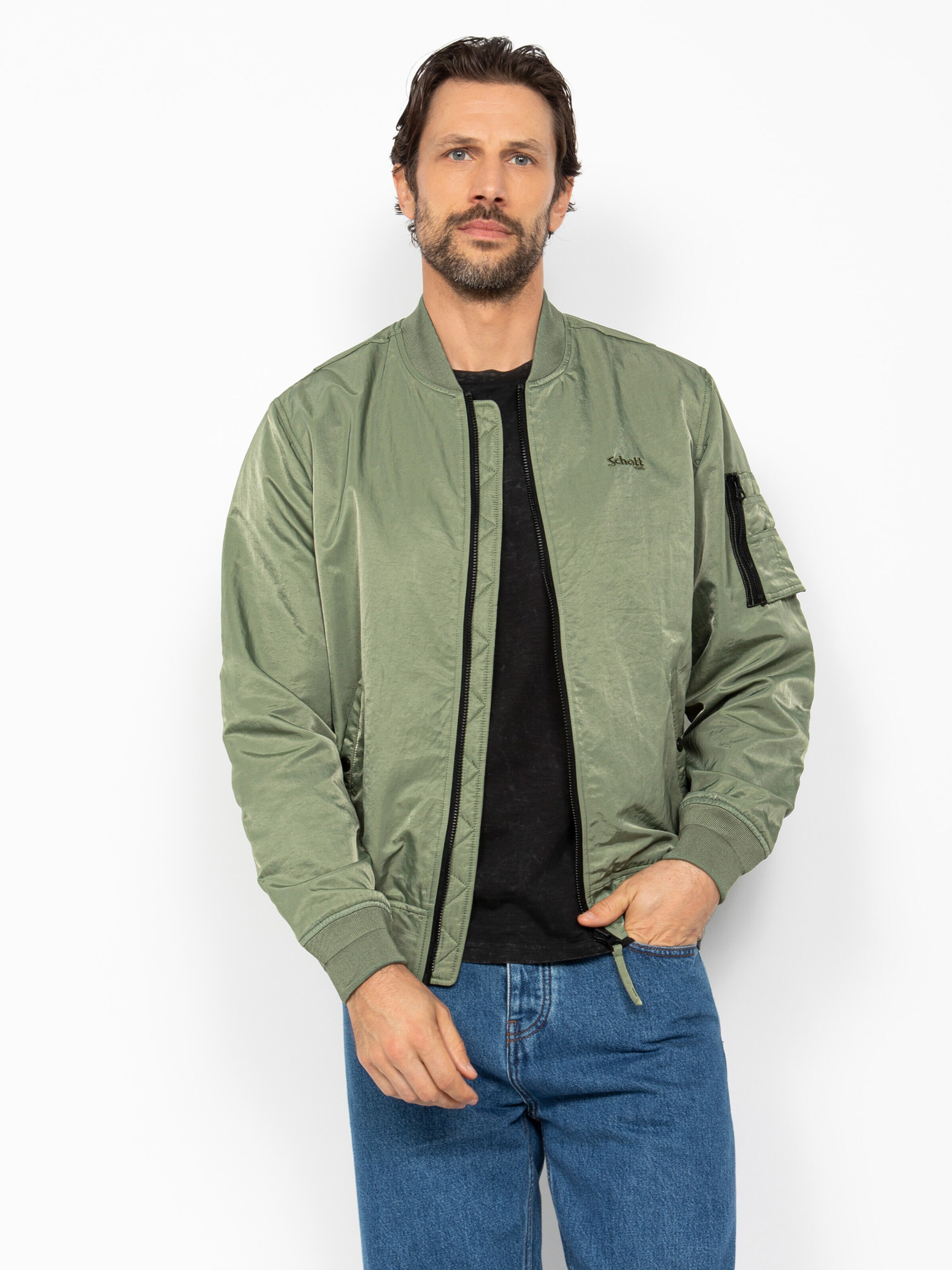 Schott NYC Between-Seasons Coat in Green