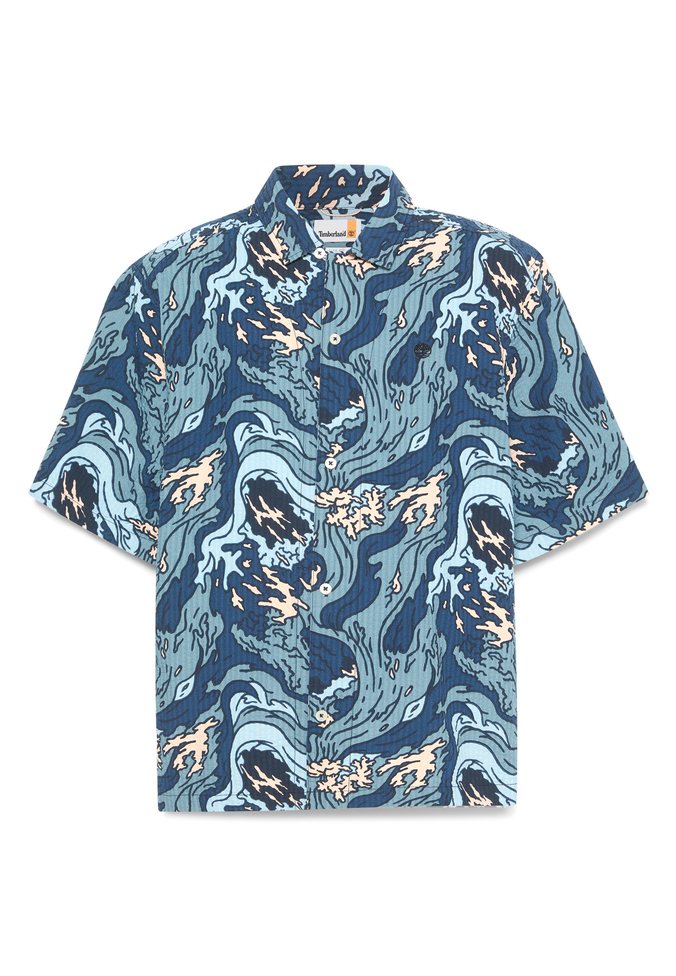 TIMBERLAND Regular fit Риза 'Seersucker' в синьо: отпред