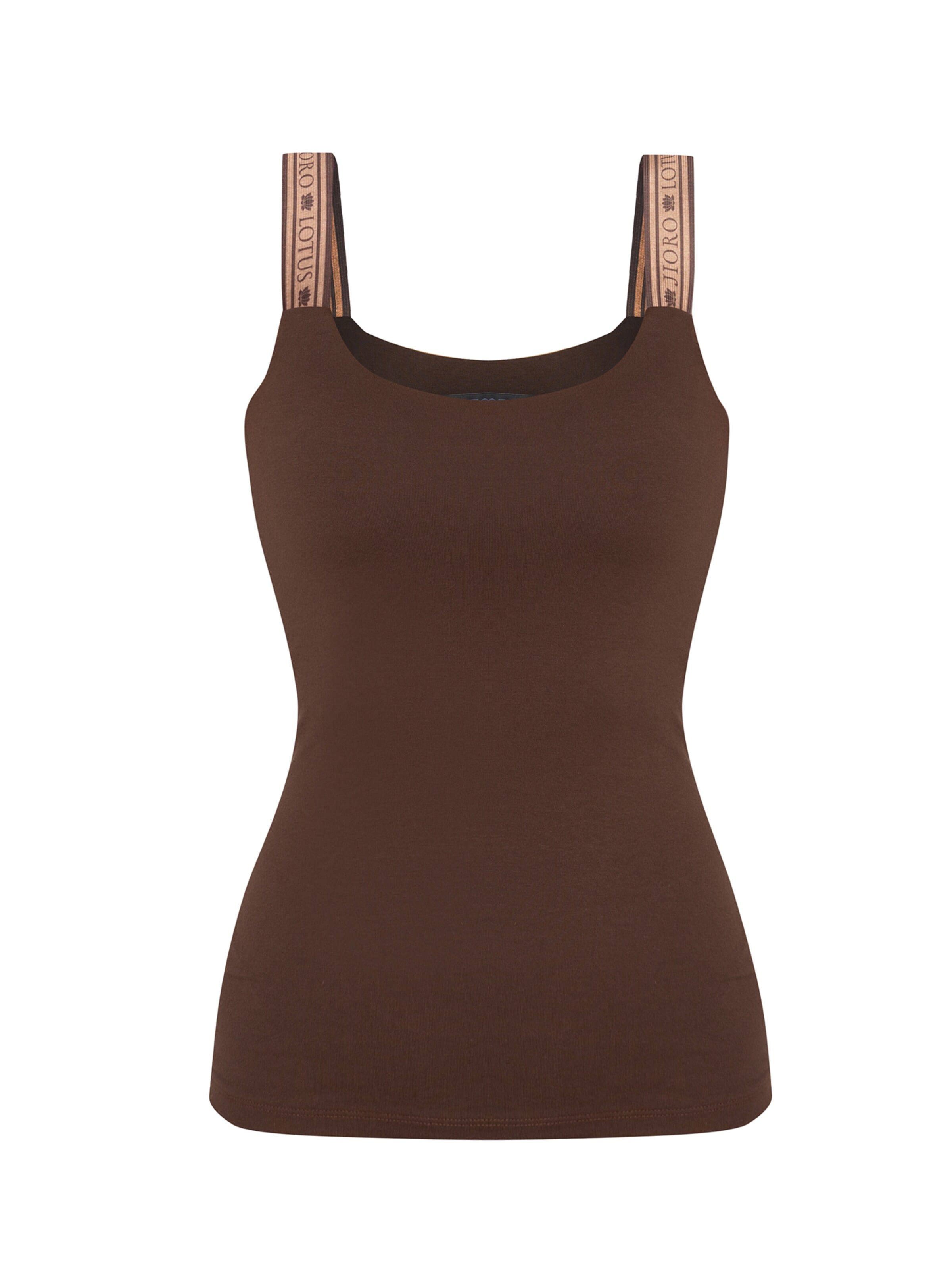 JIORO Top 'ESSENTIALS' in Bruin: voorkant