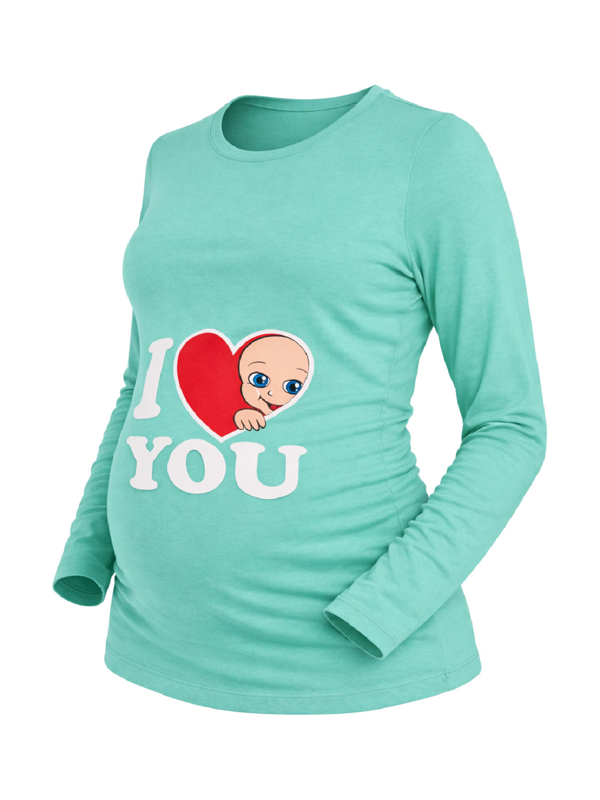 M.M.C. Shirt 'I Love You Umstandslangarmshirt' in Blue: front