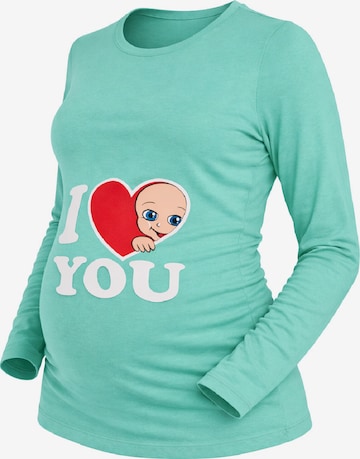 M.M.C. Shirt 'I Love You Umstandslangarmshirt' in Blue: front