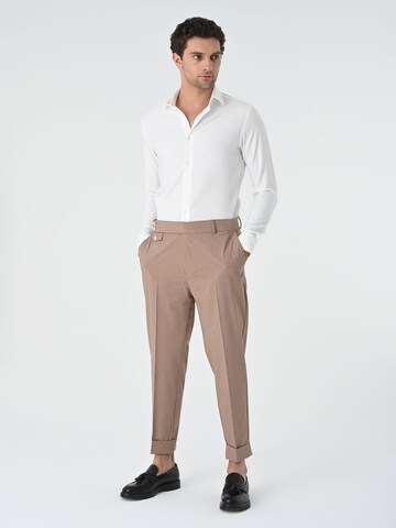 Regular Pantalon à plis Antioch en marron