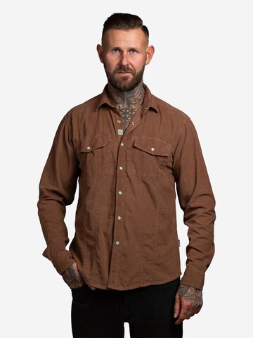 Checker Regular fit Overhemd ' Dynasty Cord ' in Blauw: voorkant