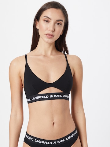 Karl Lagerfeld Triangle Bra 'Peephole' in Black: front