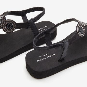 VENICE BEACH T-Bar Sandals in Black