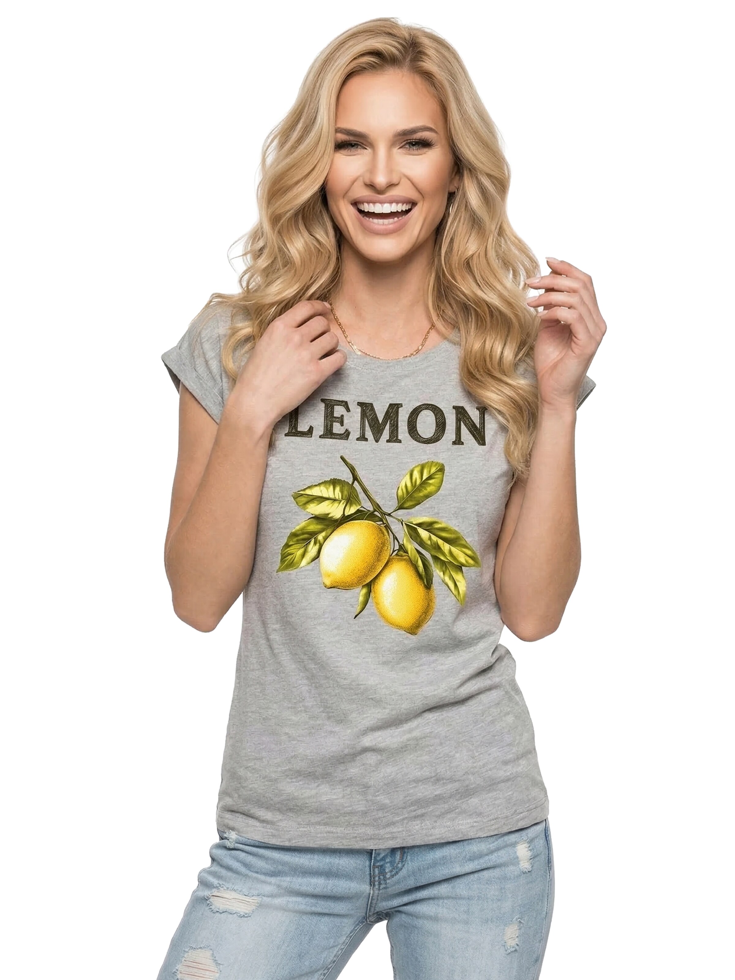 MAKAYA Shirt 'Lemon' in Grey