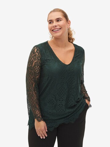 Camicia da donna 'Dindy' di Zizzi in verde: frontale