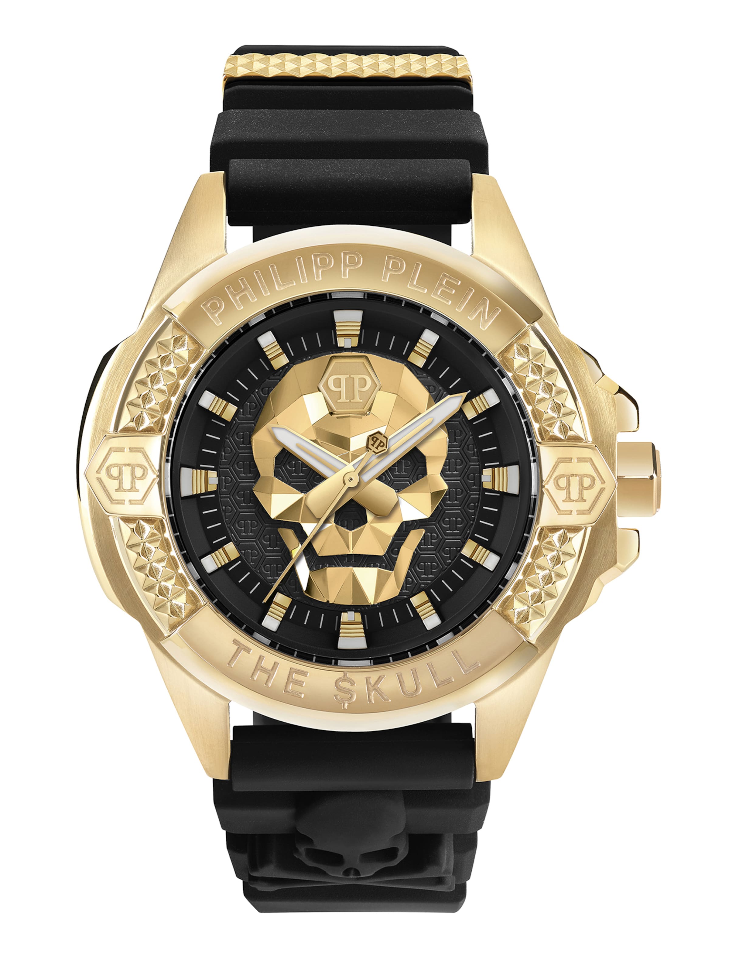 Philipp Plein Analoog horloge 'THE $KULL' in Goud: voorkant