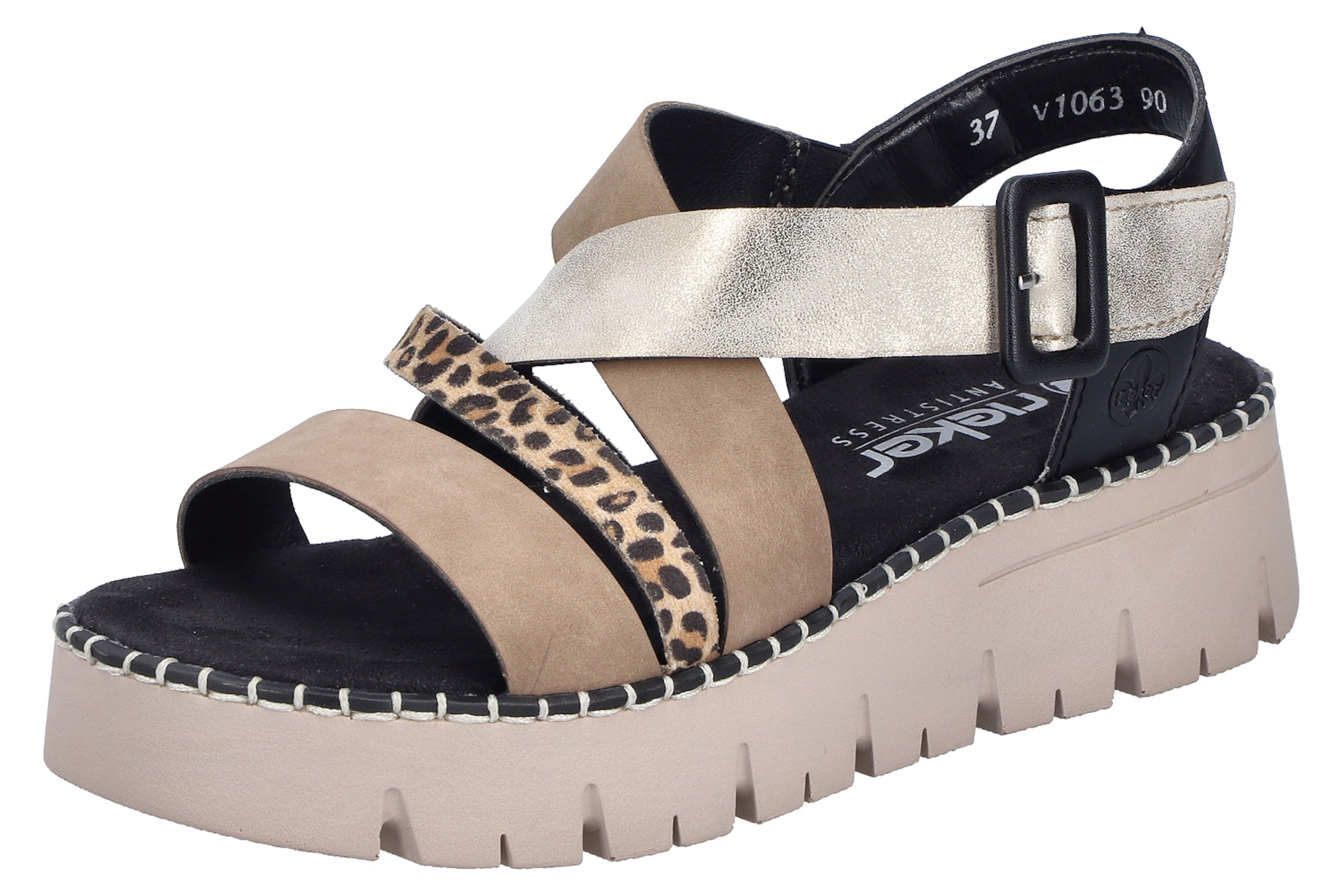 Rieker Strap Sandals 'V1063' in Silver: front