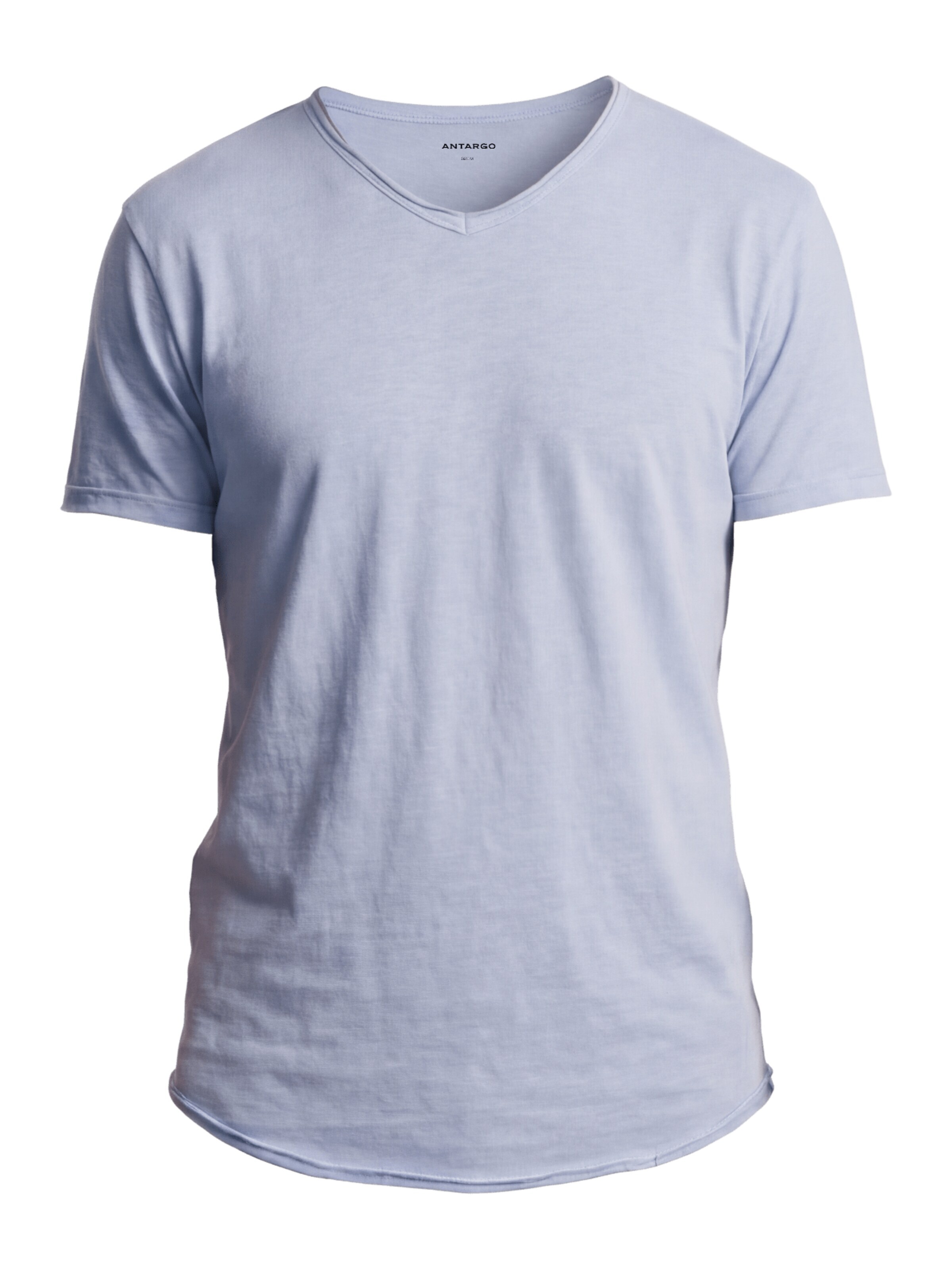 Antargo Shirt 'V-Neck Slub' in Blue: front
