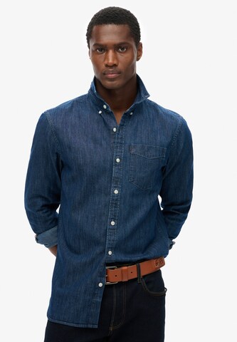 Superdry Regular fit Overhemd in Blauw: voorkant