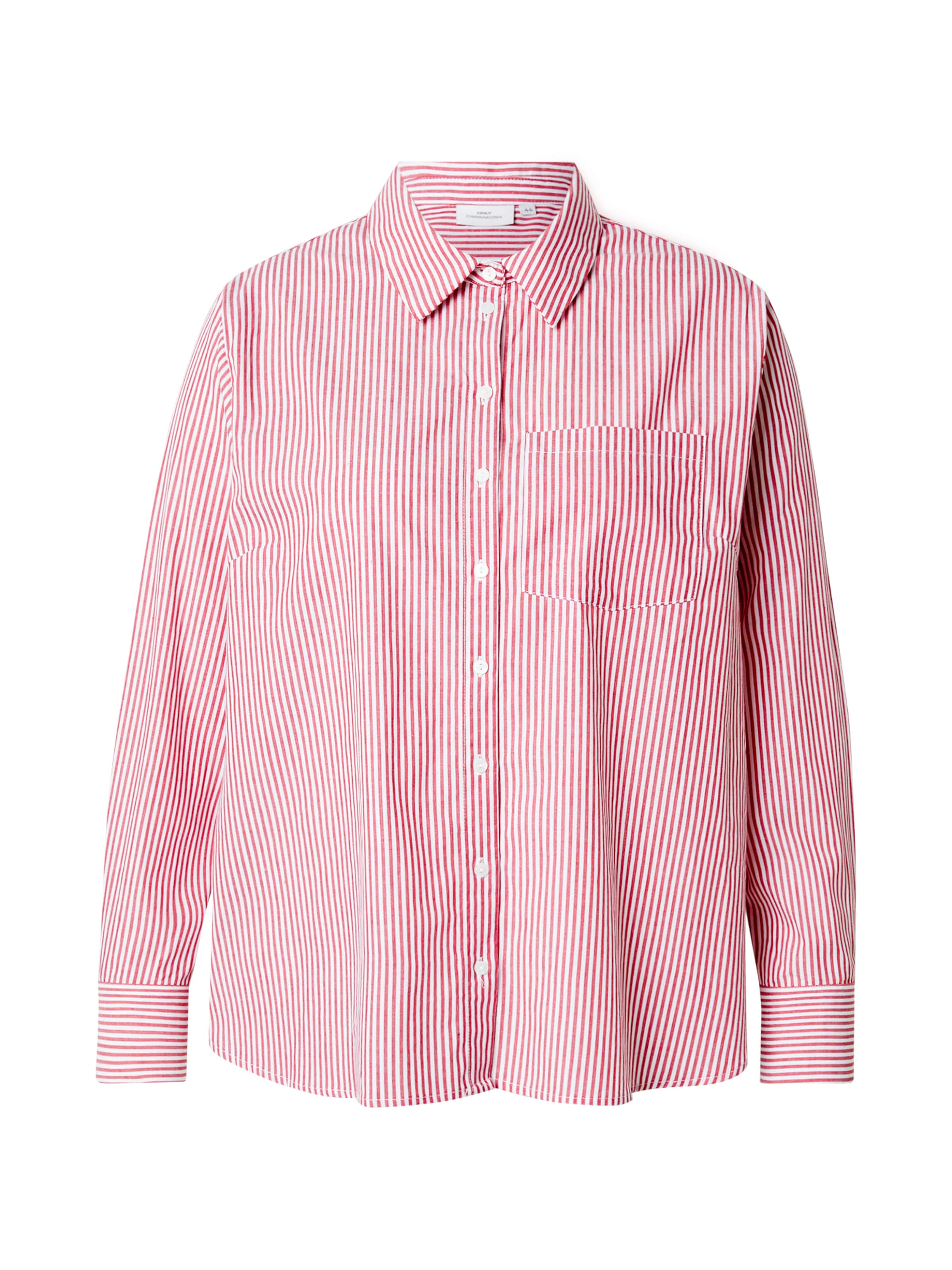 Camicia da donna 'CARAmisa' ONLY Carmakoma di colore rosso fuoco / bianco, Visualizzazione prodotti