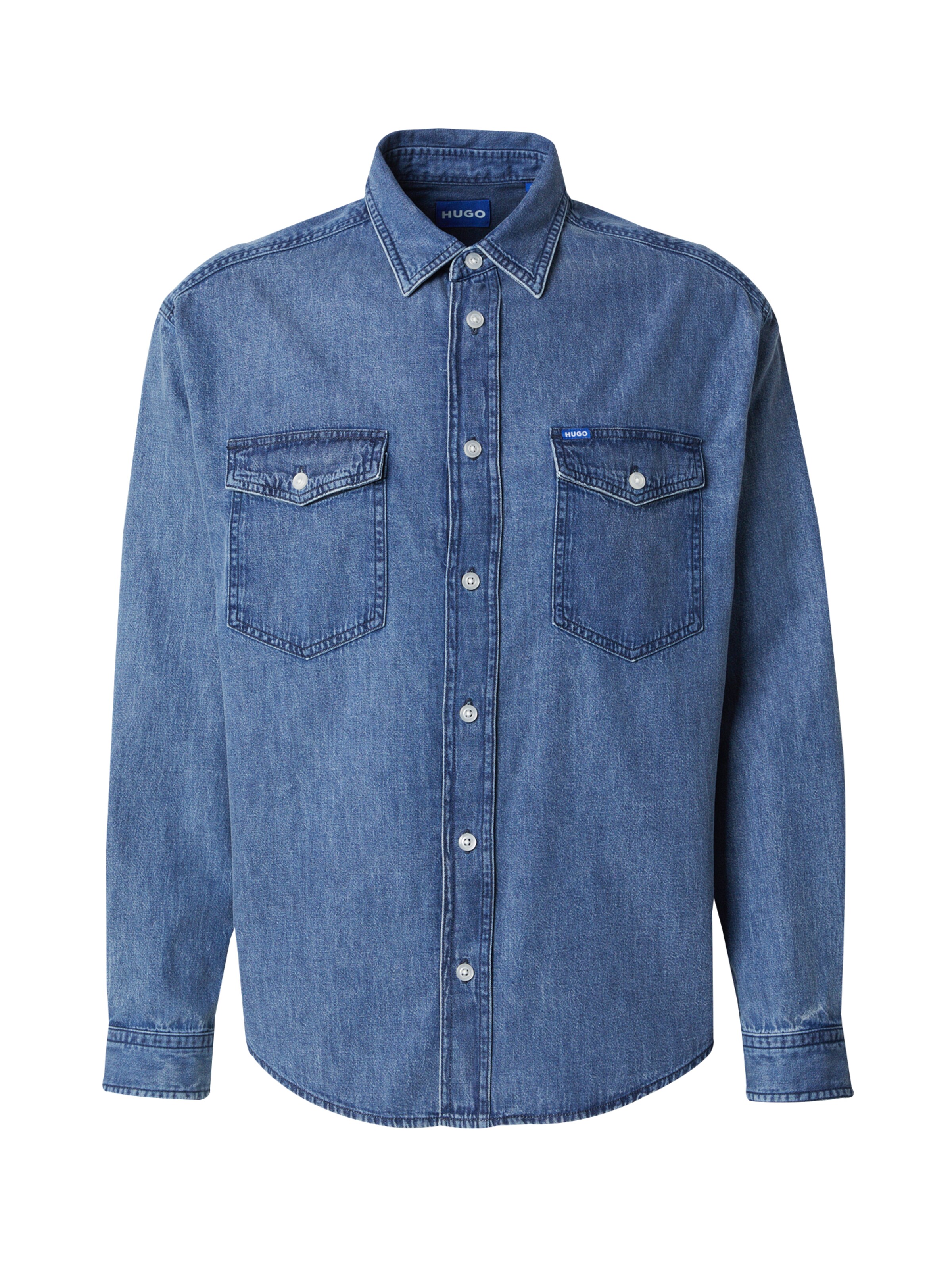 HUGO Классический крой Рубашка 'Ebino' в Синий: спереди