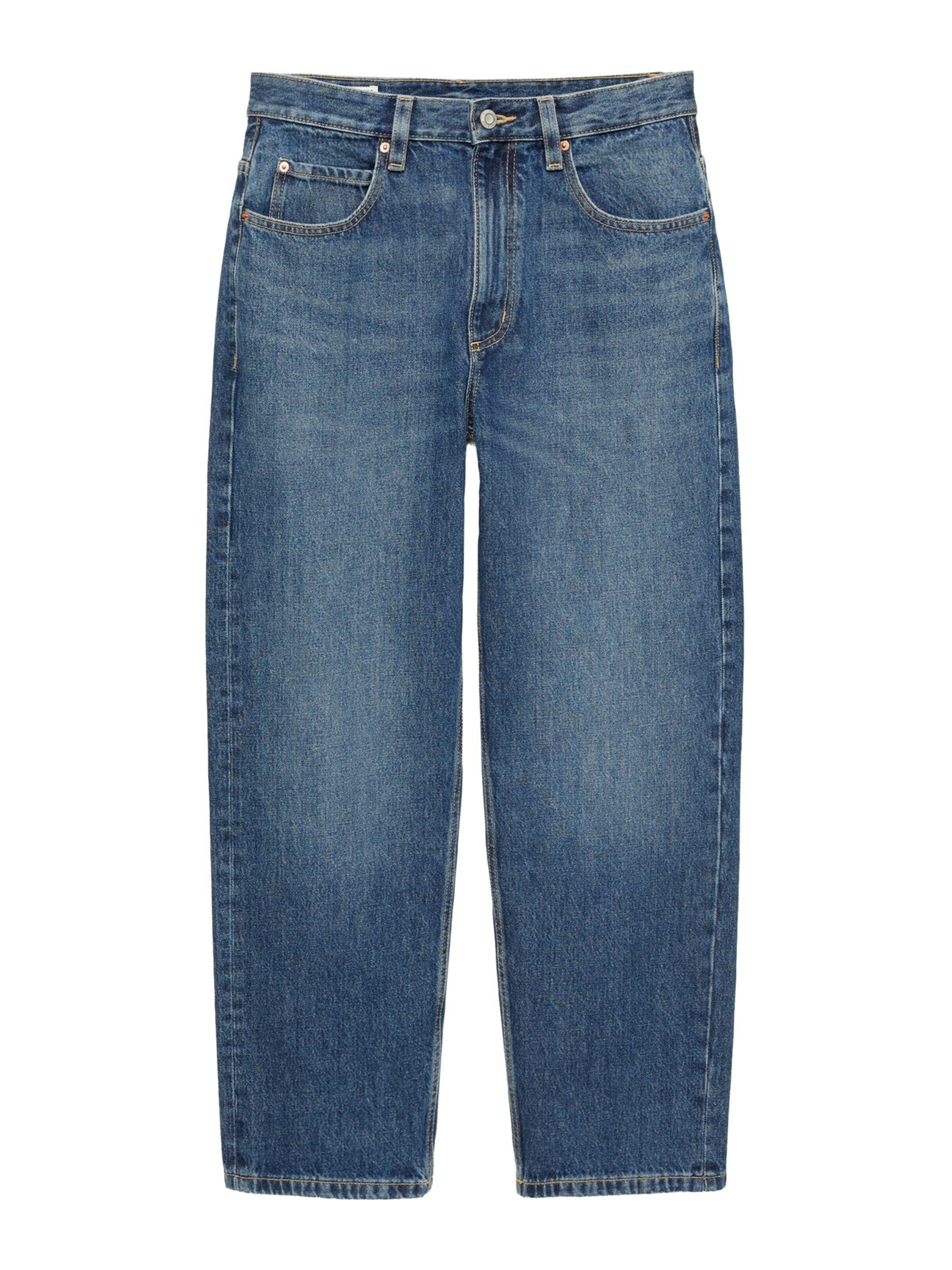 Jeans de la Pull&Bear pe albastru: față