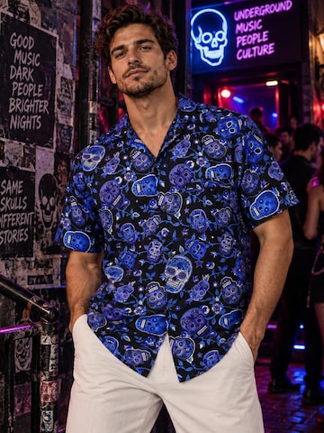 King Kameha T-shirt 'Skull' i blå