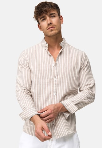 INDICODE JEANS Regular fit Overhemd 'Brayden' in Beige: voorkant