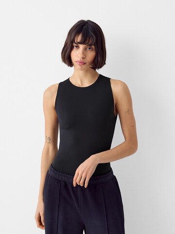 Bershka Shirt body in Zwart: voorkant