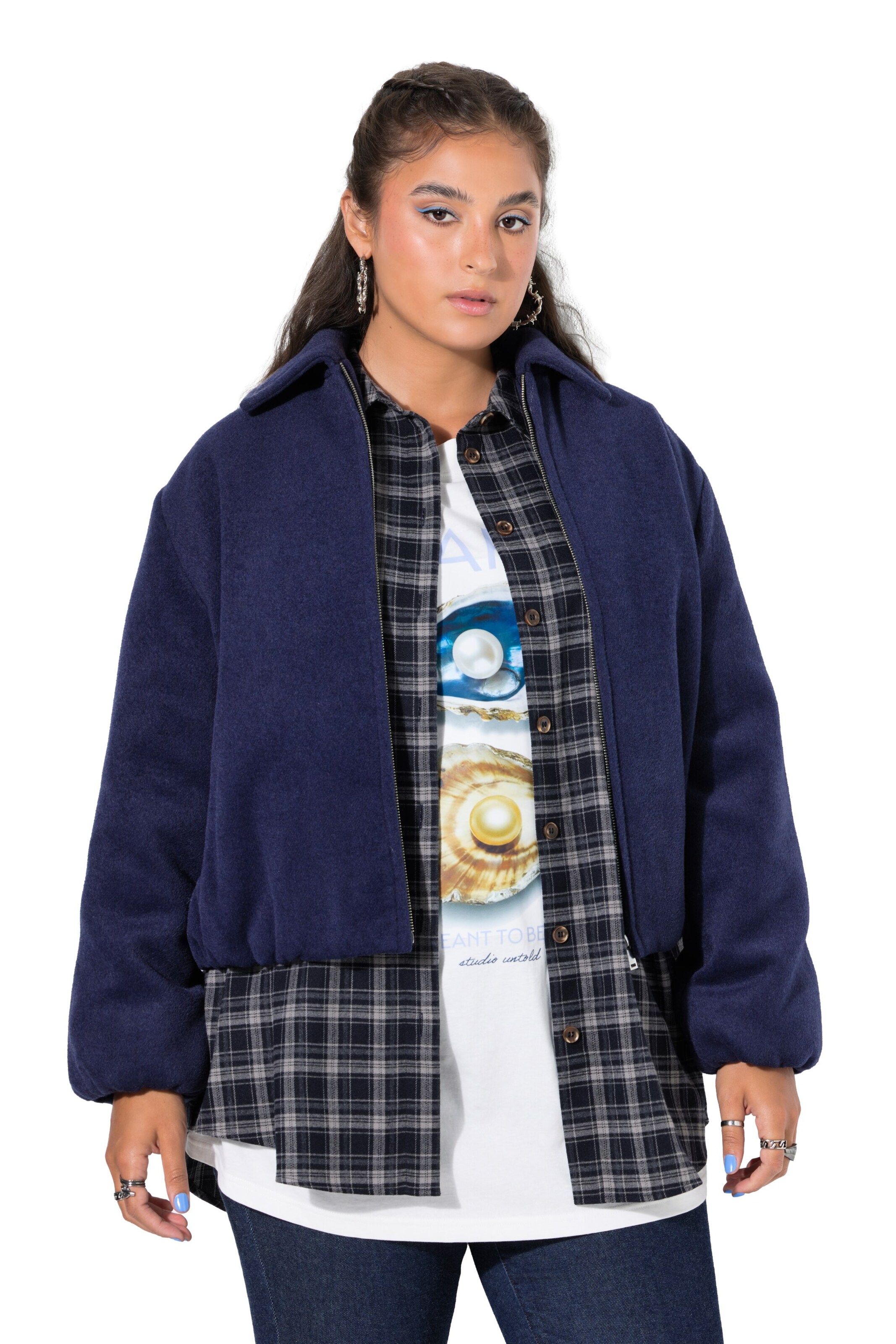 Studio Untold Between-season jacket in Blue: front