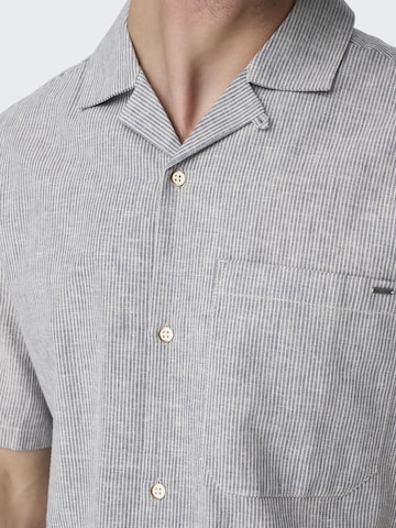 Only & Sons Comfort fit Button Up Shirt in Blue