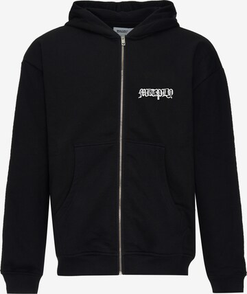 Multiply Apparel - Sudadera con cremallera en negro: frente